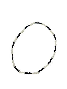 Anklet Bracelet white black beads 9 inch